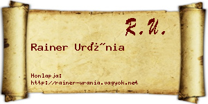 Rainer Uránia névjegykártya